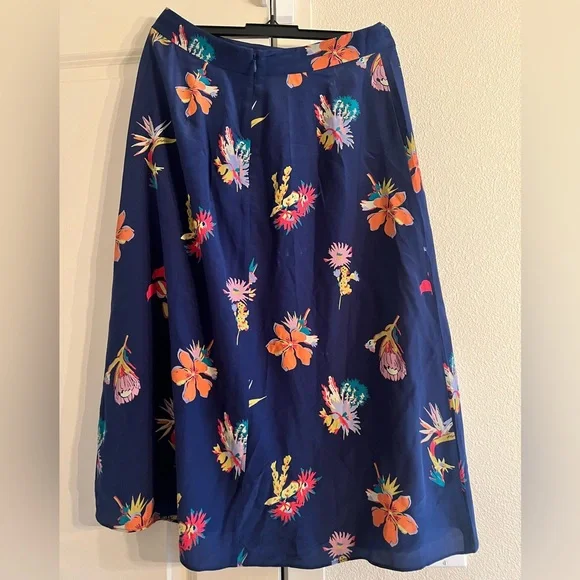 NWOT Madewell 100% Silk Atrium Midi Skirt in Bird of Paradise Size 4 - Picture 6 of 8